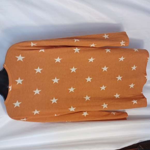 grateful hearts Star Print Top, super soft, comfy, oversized, orange-brown - Picture 3 of 5